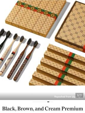 Black, Brown, and Cream Premium Men's Toothbrush Stylish Design